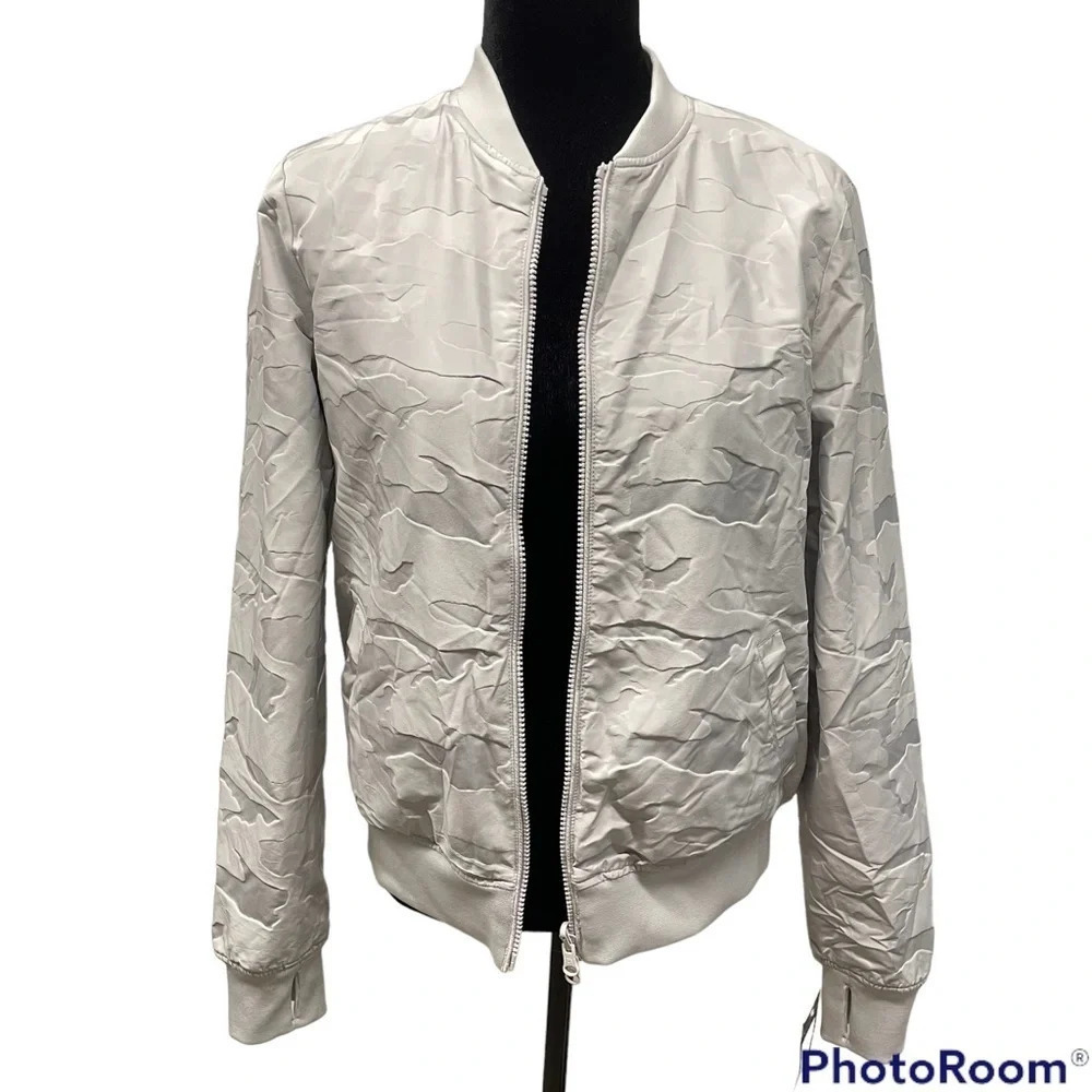 NWT Blanc Noir CAMO REVERSIBLE BOMBER Light gray camo